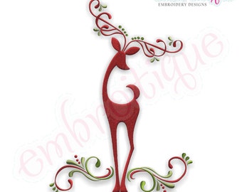 Reindeer Elegant Classy Swirls -  Downloadable Machine embroidery design