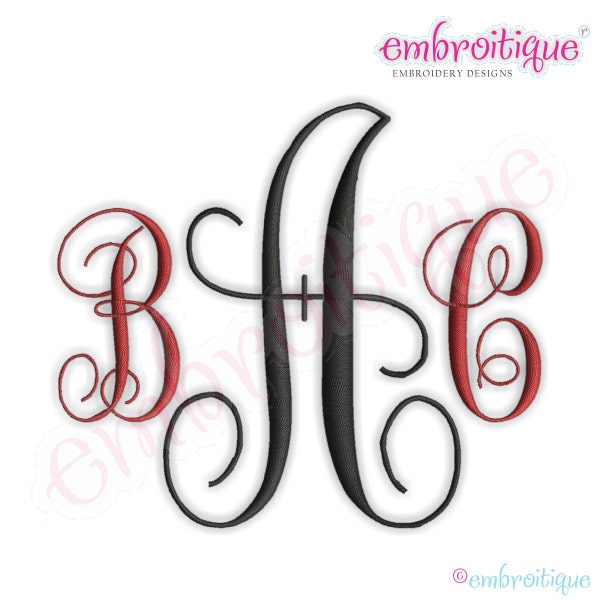 Fancy 1 Monogram Set- Machine Embroidery Font Alphabet Letters  -  Instant Download - Classic 3 letter Monogram