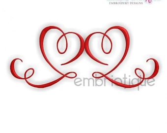 Scripty Heart Classy Elegant - Valentine's Day - Weddings -Instant Download -Digital Machine Embroidery Design