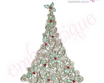 Twirly Tannenbaum Christmas Tree - LARGE - Instant Email Delivery Download Machine embroidery design