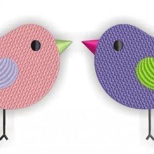 Springtime Birds and Trees - Fill Stitch Love Birds - Two Summer Birds Cute design for girls Instant Download Machine embroidery design