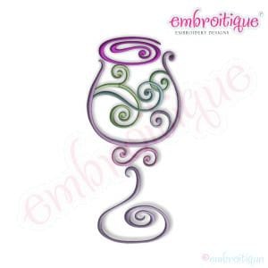 Curly Wine Glass 1 - Instant  Download-Digital  Machine embroidery design