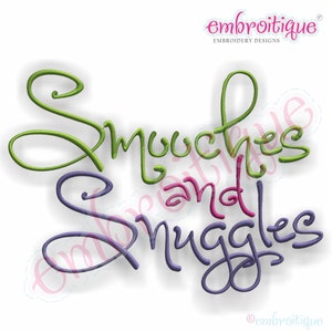 Smooches and Snuggles Monogram Font Set Instant Email Delivery Download Machine embroidery design image 1