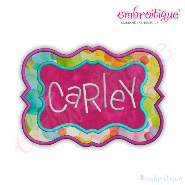 Carley Applique Font Frame- Instant Email Delivery Download Machine embroidery design