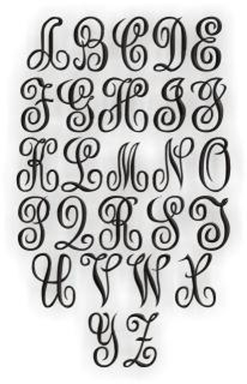 Oakley Fancy Vine Script Monogram Set 4, 5 & 6 Machine Embroidery Font Alphabet Letters Embroitique Instant Download afbeelding 2