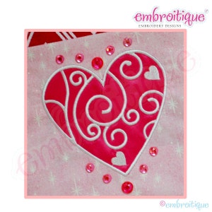 Sweet Heart Swirl - Love Wedding Valentine&#39;s Day Classy Applique- Instant Email Delivery Download Machine embroidery design