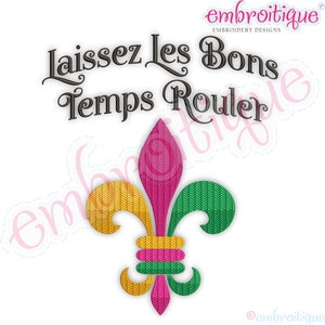 Laissez Les Bons Temps Rouler Fleur De Lis Solid Stencil Mardi Gras FILL STITCH  New Orleans - Instant Download Machine Embroidery Design