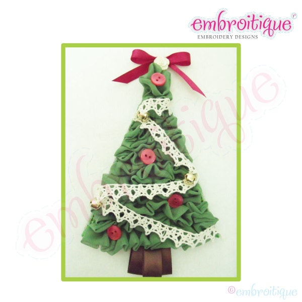 In the Hoop Shabby Sweet Ruched Christmas Tree PDF full color instructions included Xmas - Instant Download Machine embroidery design