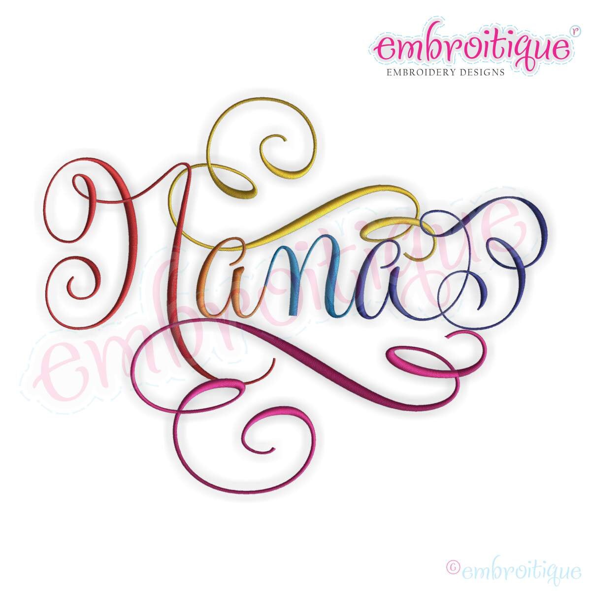 Nana Calligraphy Script 3 Grandparent Embroidery Design | Etsy