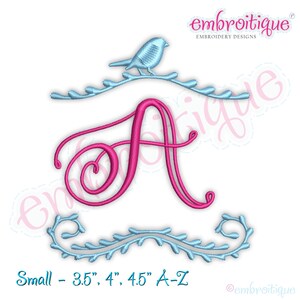 Bird Frame Monogram Font SMALL Sizes -  - BX files included- Instant Download EMBROIDERY design
