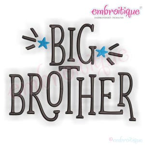Big Brother with Stars  - sibling design  -Instant Download Machine Embroidery Design