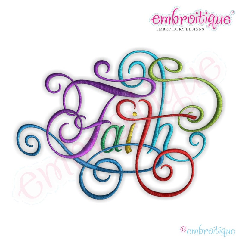 Faith calligraphy script embroidery design large instant  etsy