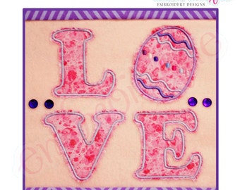 Easter Egg Love Block - Applique Word Block Idéal pour les tenues de Pâques pour garçons et filles - Téléchargement instantané