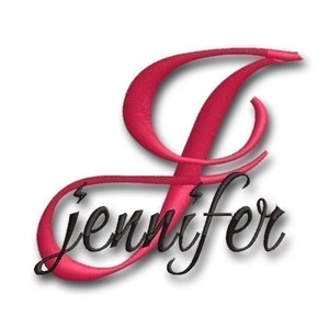 Jennifer Monogram Script- Instant Download -Digital Machine Embroidery Design