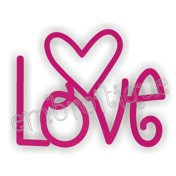 Love Word - Fill Stitch and Redwork- Instant Email Delivery Download Machine embroidery design