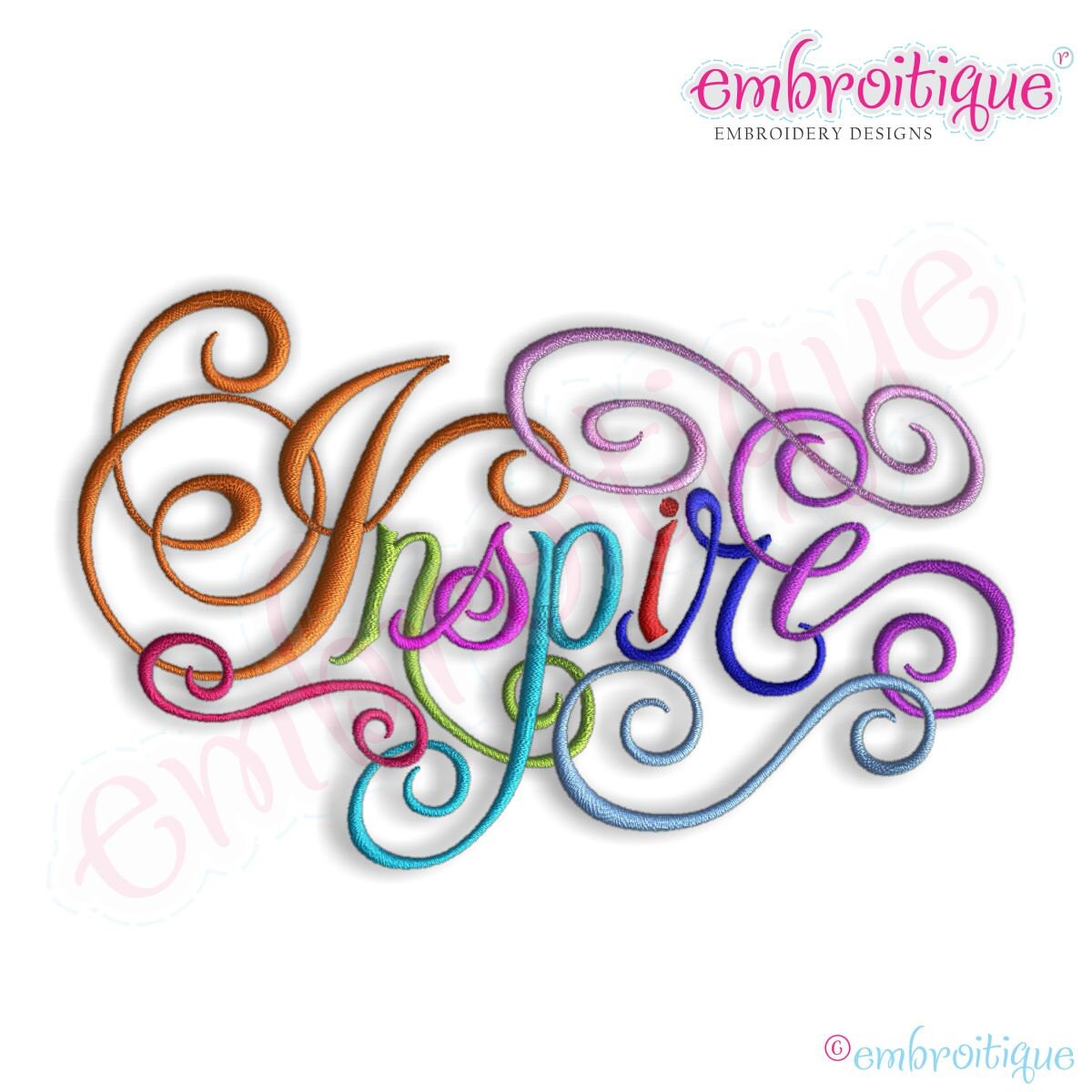 Inspire Calligraphy Script Embroidery Design - Large- Instant Email ...