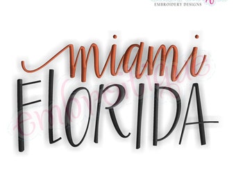 Miami Florida Fancy Calligraphy Script  - Instant Download Machine embroidery design