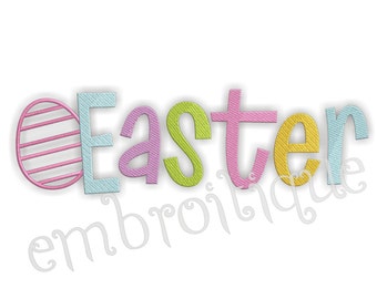 Easter Word With Egg Easter Bunny Egg Hunt Fill Stitch- Instant Download Machine embroidery design