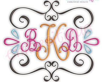 Curly Vintage Scroll Font Frame 1 -Instant Download Machine Embroidery Design