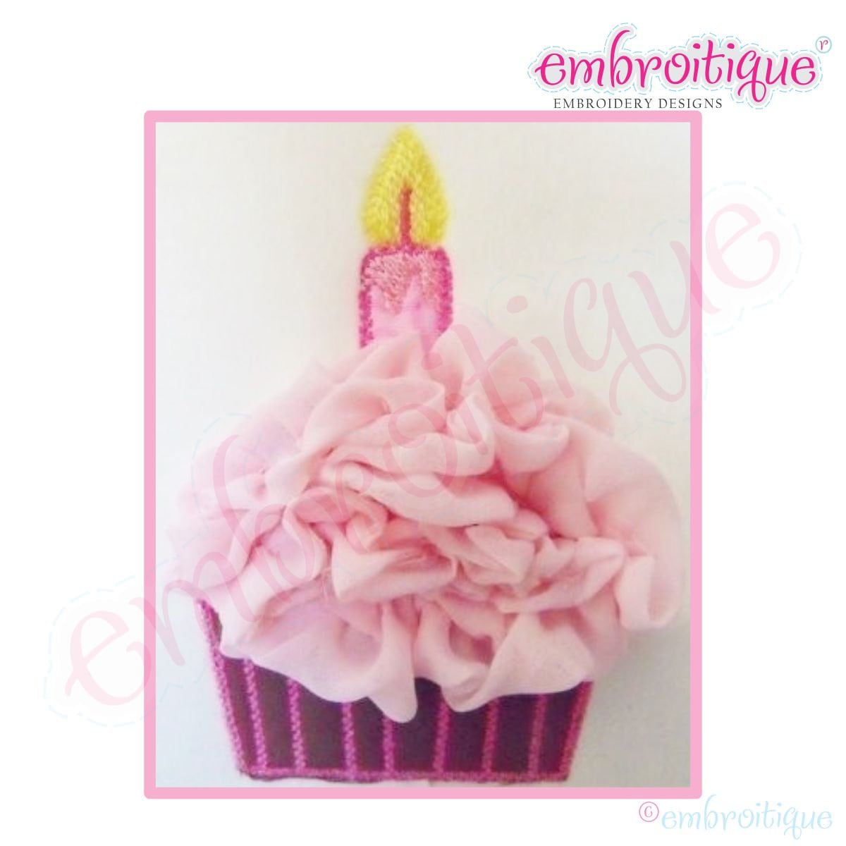 ITH Shabby Sweet Ruched Cupcake with Candle- Instant Download -Digita…