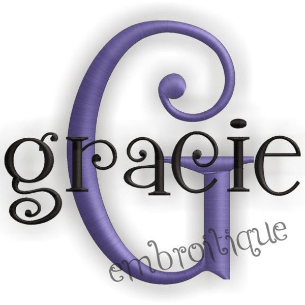 Gracie Embroidery Monogram Font Alphabet Letters Set- Cute and Curly - Works great for boys and girls Instant Download