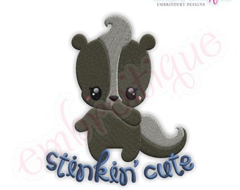 Stinkin Cute Skunk Fill Stitch - Instant Download -Digital Machine Embroidery Design