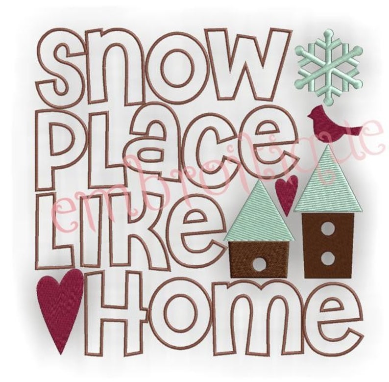 Snow Place Like Home Bird House Instant Email Delivery Download Machine embroidery design image 1