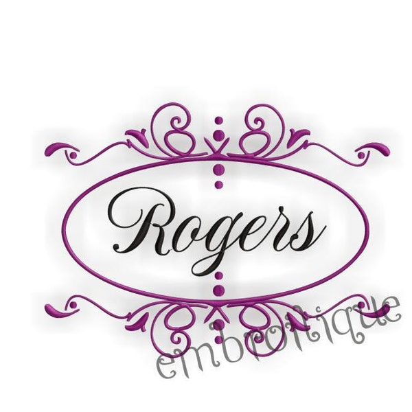 Rogers Font Frame- Instant Email Delivery Download Machine embroidery design