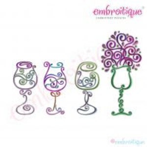 Curly Wine Glass 1-4 Set -Instant Download - All of our curly wine glasses grouped together- Instant Email Delivery Download