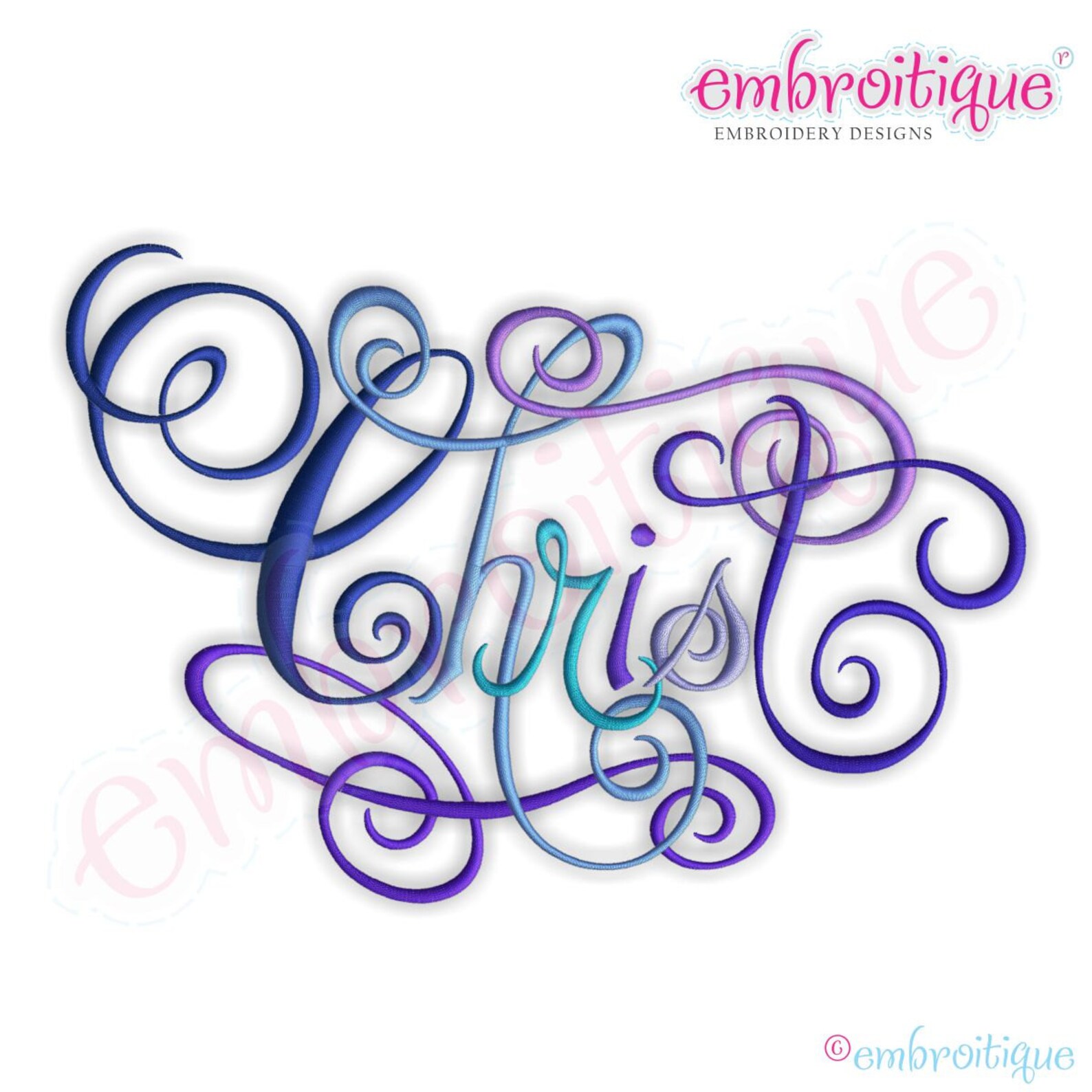 Christ Calligraphy Script Embroidery Design - Small- Instant Download ...