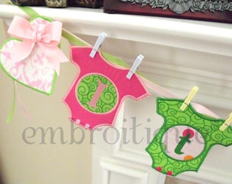 ITH In the Hoop Onesie baby Banner Announcement It's a Boy or Girl Star & Heart- Great for Baby Shower Decor Instant Download