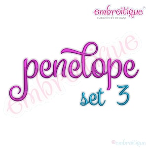 Penelope Set 3 - Calligraphy Script Monogram Alphabet Font Alphabet - Beautiful Fancy Upright Instant Download Machine embroidery design
