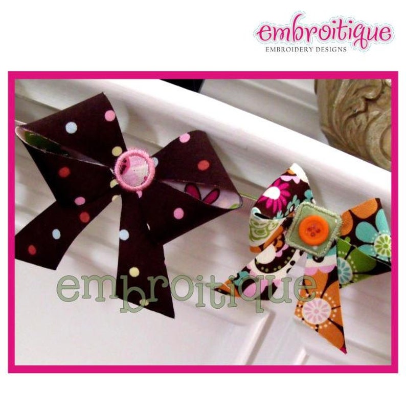 ITH Bow Buttons and Bows Banner as seen in DIME Magazine place setting Ornaments make perfect bows in the hoop Instant Download image 3