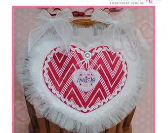 Posh and Proper - Heart Valentine Chair Backer Bags - PDF Sewing & Embroidery Pattern - Includes Heart Applique with Initials