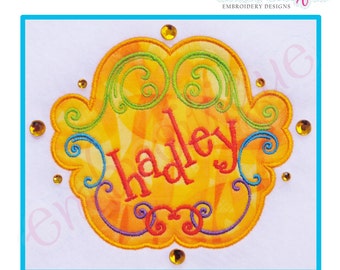 Hadley Scroll Fancy Monogram Initial Embroitique Applique Font Frame - Large- Instant Download -Digital Machine Embroidery Design
