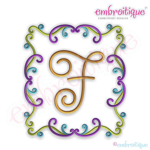 Frost Curly Font Frame- Instant Email Delivery Download Machine embroidery design