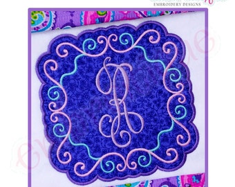 Travis Applique Font Frame - Small- Instant Download -Digital Machine Embroidery Design