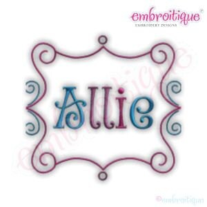 Allie Scroll Monogram Font Frame- Instant Download -Digital Machine Embroidery Design