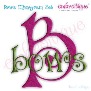 Bows Curly Cute   Embroidery Alphabet Monogram Set- Machine Embroidery Font Letters  Instant Download