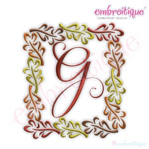 Fall Leaves Font Frame- Instant Email Delivery Download Machine embroidery design