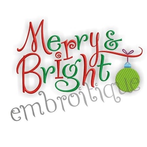 Merry and Bright Christmas - Instant Email Delivery Download Machine embroidery design