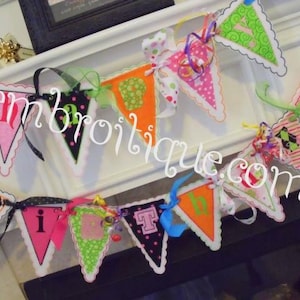 Brilliant Birthday Banner- In The Hoop Design- Instant Download -Digital Machine Embroidery Design