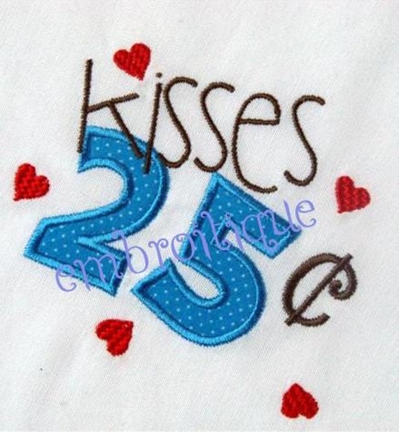 25 Cent Kisses Valentine’s Day Adorable Whimsical Applique | Etsy