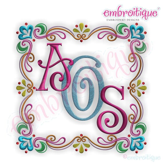 4 sizes Fancy Monogram Frames Instant Download Fancy Monogram Frame 03 ***FONT NOT INCLUDED*** Machine Embroidery
