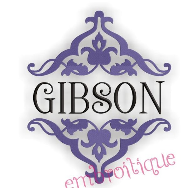 Gibson Font Frame- Instant Email Delivery Download Machine embroidery design