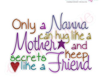 Only an Nanna Can Hug Like a Mother - Instant Email Delivery Download Machine embroidery design