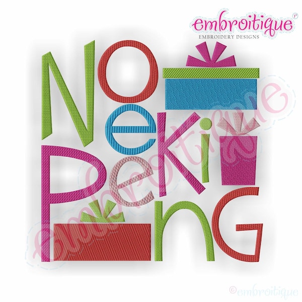 No Peeking Christmas Whimsical Design- Instant Email Delivery Download Machine embroidery design