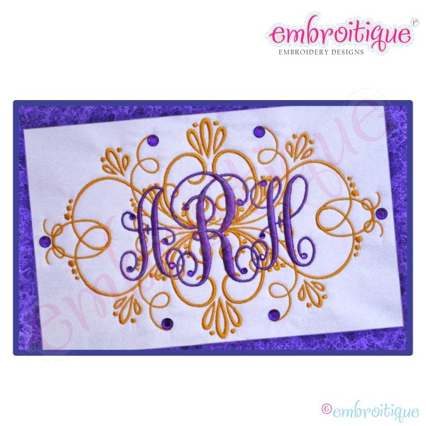 Vintage Flourish Accent Frame - Updated Version- Instant Email Delivery Download Machine embroidery design