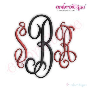 Scarlett Monogram Font Set Machine Embroidery Font Alphabet Letters 3 Letter Initials BX Instant Email Machine embroidery design image 1
