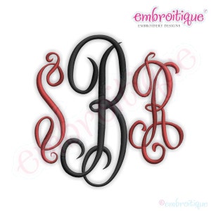 Scarlett Monogram Font Set- Machine Embroidery Font Alphabet Letters  - 3 Letter - Initials - BX Instant Email Machine embroidery design
